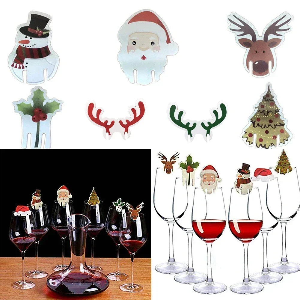 Wine Glass Card Christmas Cup Card Ornaments Place Cards Table Supplies 10pcs Home Decoration Kitchen Merry Christmas Oasis Select