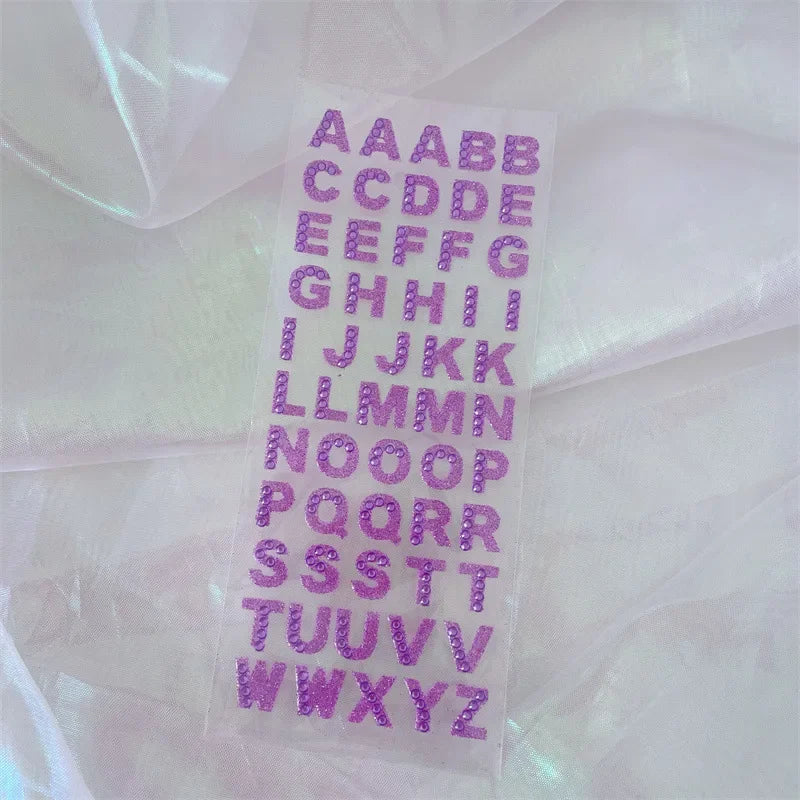1Pcs Glitter A-Z Alphabet Letters Sticker Scrapbooking Stationery School Supplies Black/Gold/Silver/Red/Blue/Pink/Purple/Green Oasis Select Purple