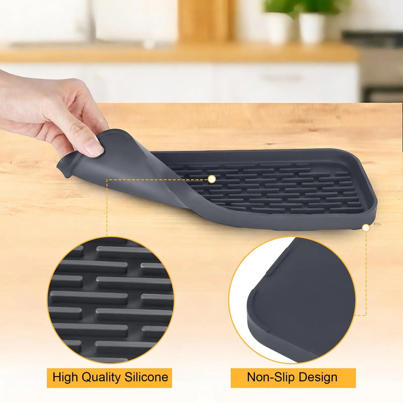 Silicone Non-Slip Drip Tray Mat – Kitchen & Bar Counter Pad