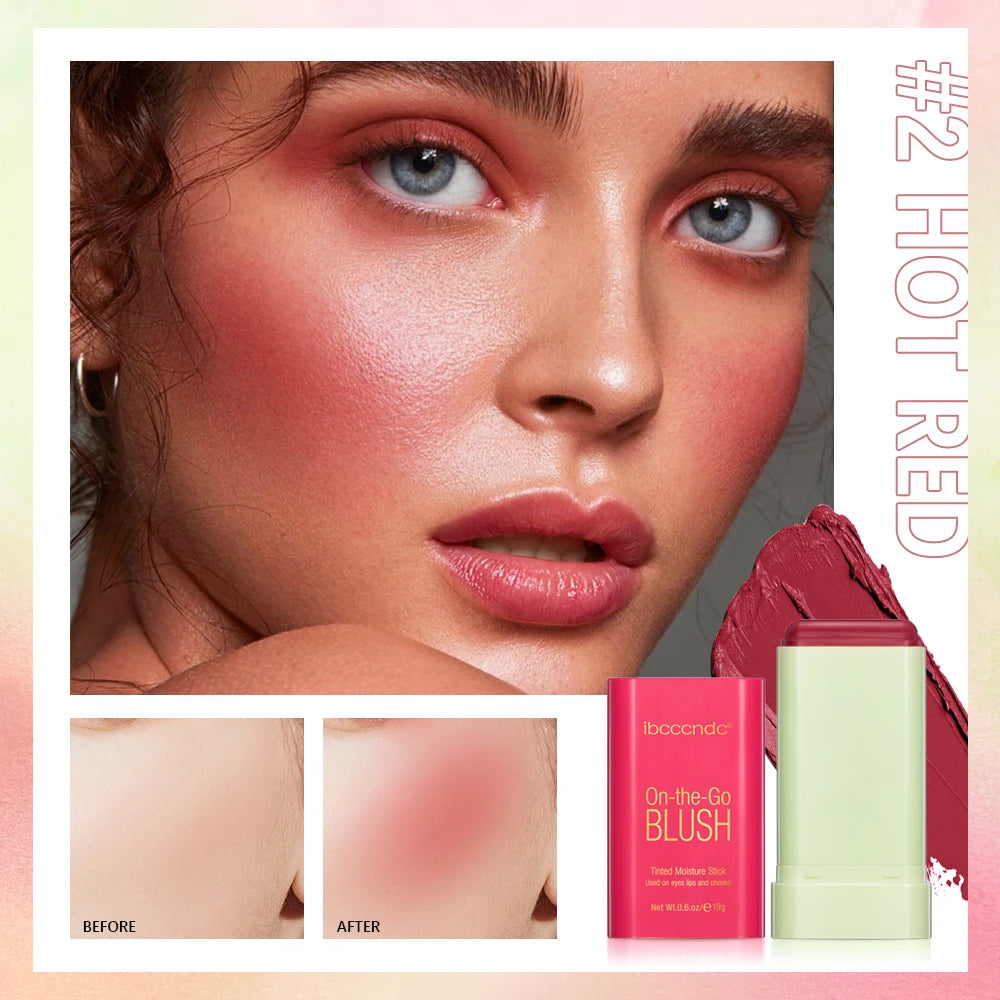 ibcccndc 3-in-1 Cream Blush Stick for Lips, Eyes & Cheeks
