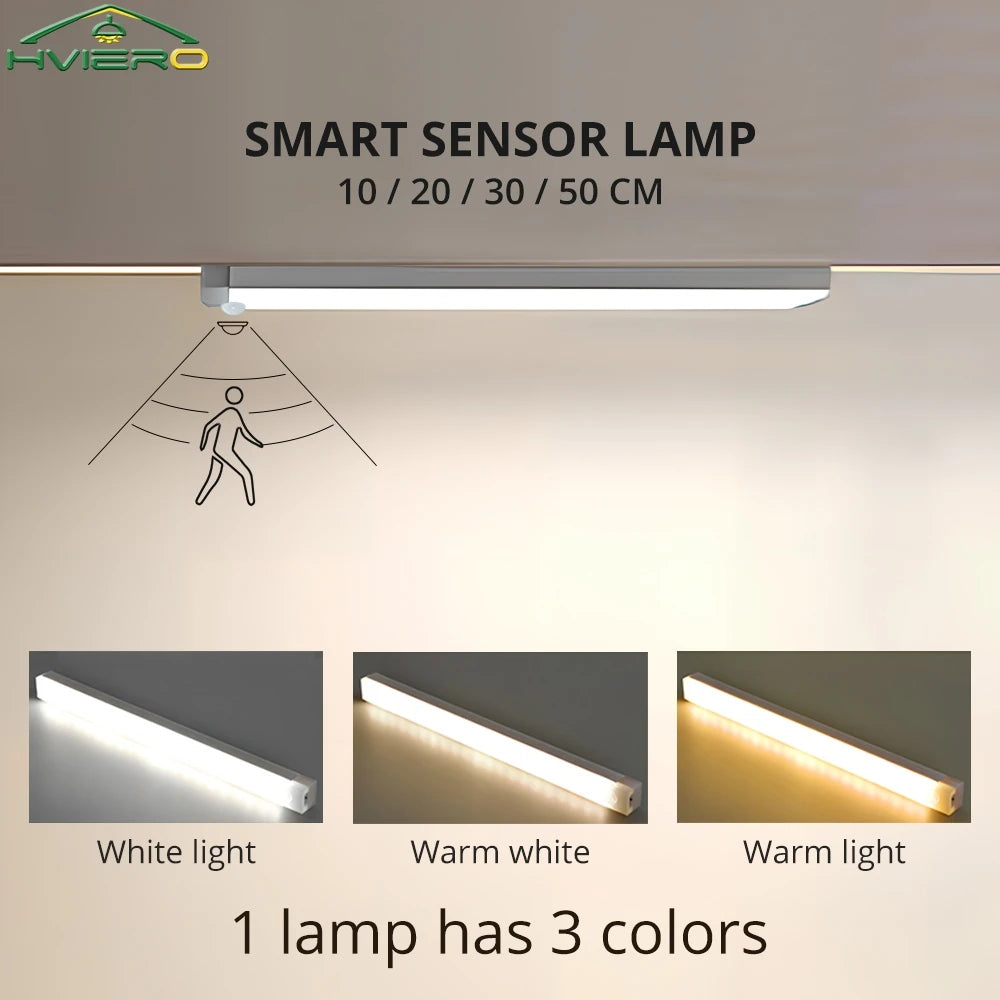 Rechargeable PIR Motion LED Night Light Bar 10–50cm | 3 Colors