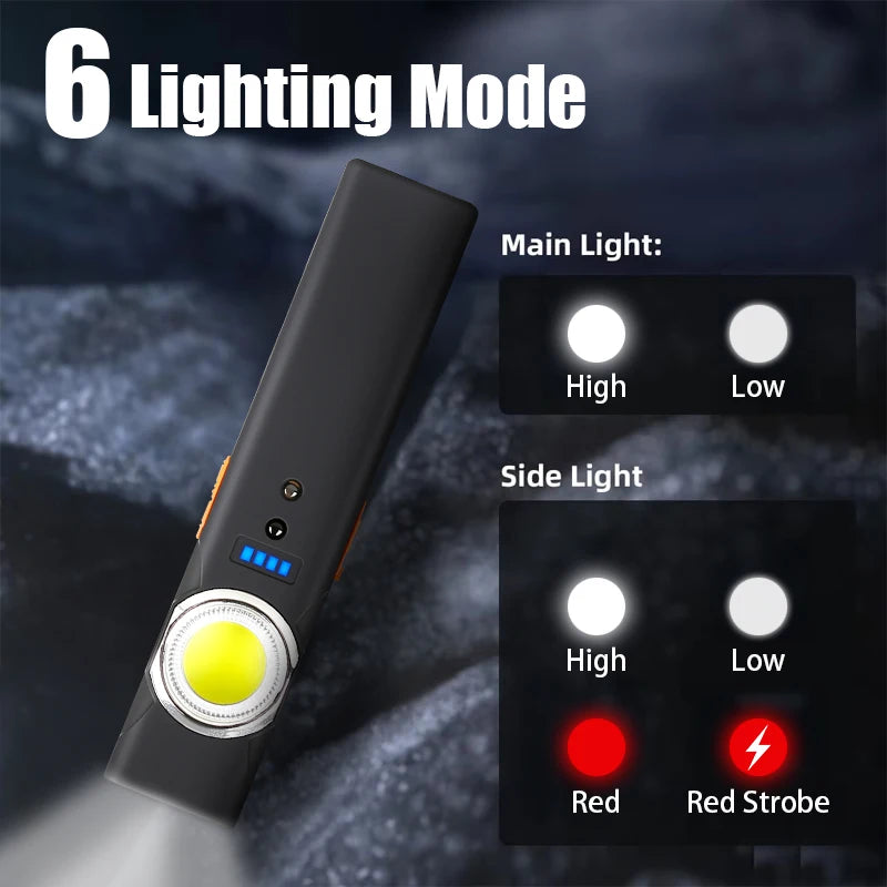 Multi Functional LED Sensor Flashlight with Pen Clip Rechargeable Magnetic Work Light Outdoor Torch Lamp for Camping Hiking Home Oasis Select