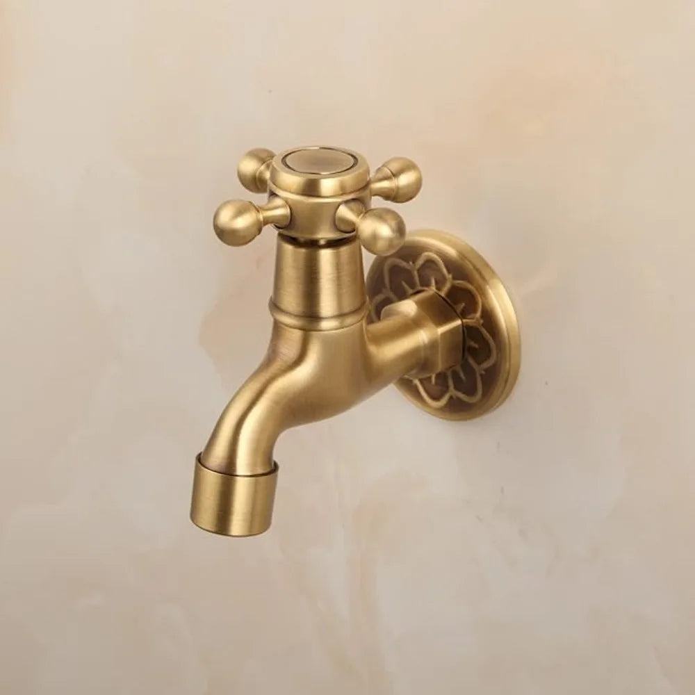 Vintage Solid Brass Single Handle Faucet for Washing Machine Wall Mounted Water Tap Oasis Select