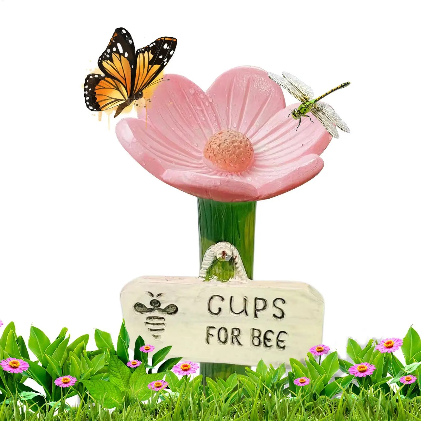 Butterfly Bee Bath Bowl With Flower Design Bee Pollinator Feeder Drinking Cup For Thirsty Pollinators Bee For Garden Decor Oasis Select