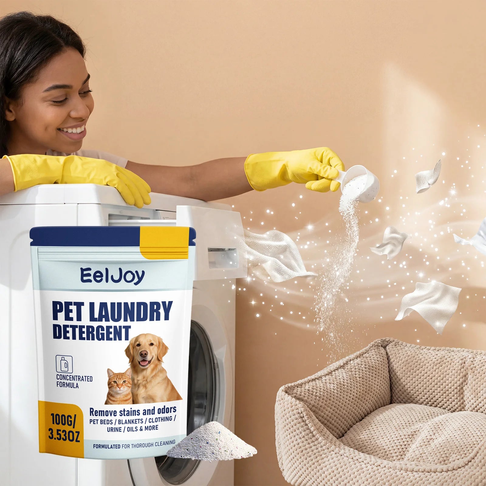 Pet Laundry Detergent powder For Dogs Cats Concentrated Stain Odor Remover For Pet Beds Blankets Clothing Machine Wash Friendly Oasis Select