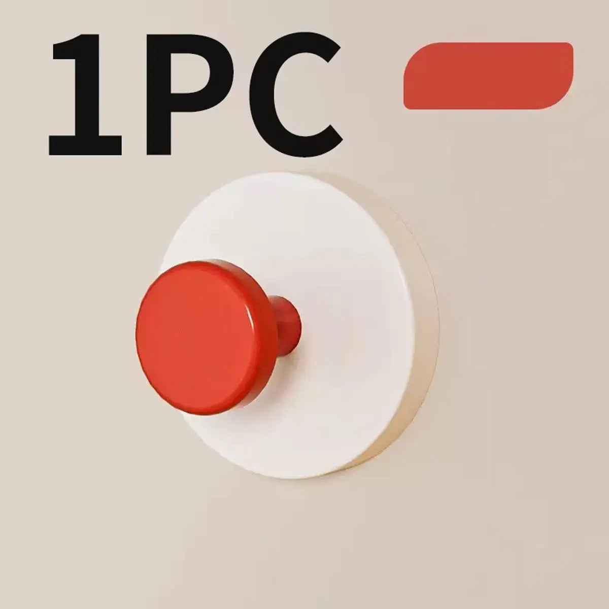 Colorful strong suction cup hook, no punching bathroom kitchen hook - movable, suitable for keys, towels, bags, dolls Oasis Select Red 1pc
