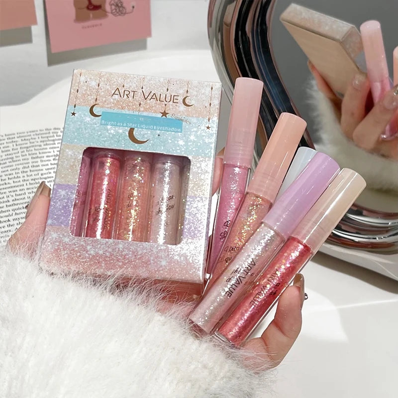 ART VALUE 5-Pc Liquid Glitter Eyeshadow Set – Shimmer & Pearl