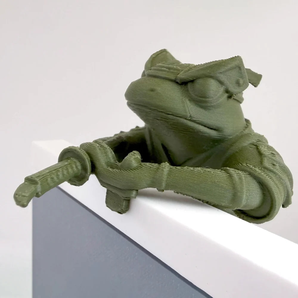 3D Printed Samurai Frog Monitor Pendant Japanese Samurai Frog Edge Embrace Desktop Decoration Cool Screen Decoration Unique Gift Oasis Select