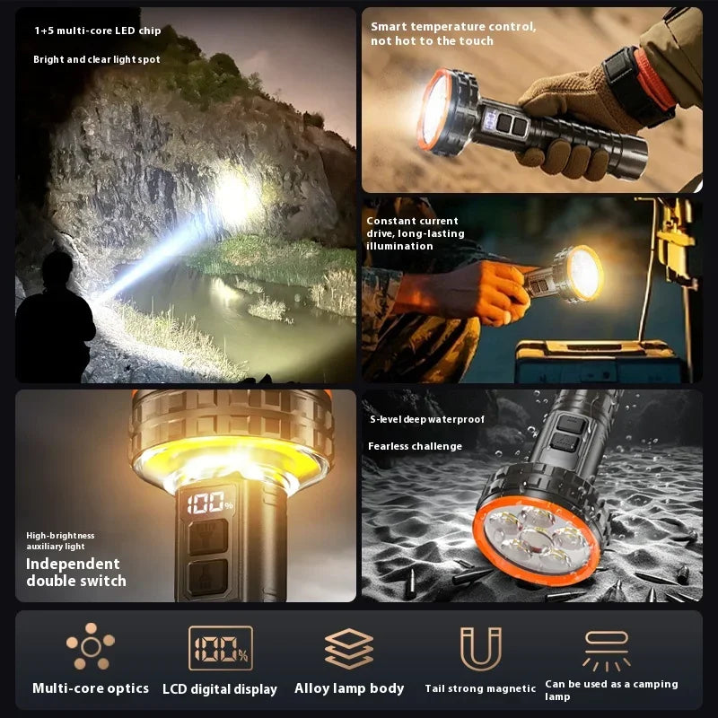 Outdoor Super Bright Portable Lighting Highlight Powerful LED Flashlight USB Rechargeable Flashlight LED Camping Light travel Oasis Select