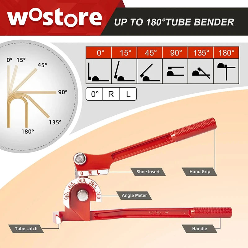 New Bender 1/4" 5/16" 3/8" Brake Pipe Rolling Brass Copper Tube Pipe Manual Bending Tool Type Fuel Brake Pipe Bender Hand Tool Oasis Select