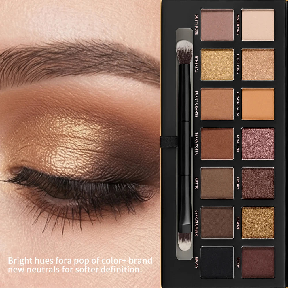 Soft Glow Eyeshadow Palette 14 Color Tones Natural Gentle Long lasting Eye Makeup Effect High Color Rendering Eyeshadow Palette Oasis Select