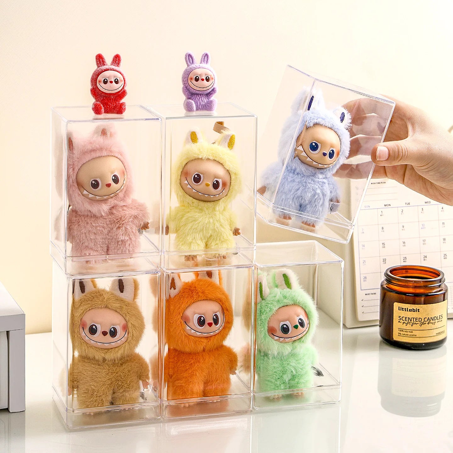 1pc transparent labubu dustproof display box, cotton doll stackable storage box suitable for toy collection and storage box Oasis Select
