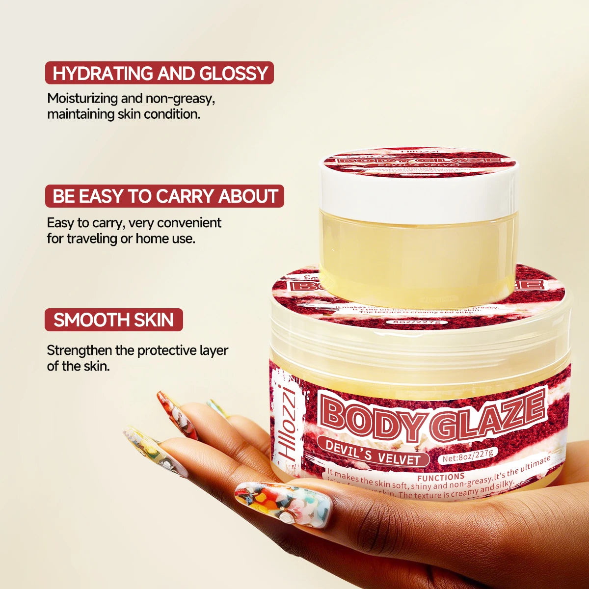 8oz 2oz body glaze Red Velvet Moisturizes, protects, and repairs the skin Create a more even-looking skin tone Oasis Select