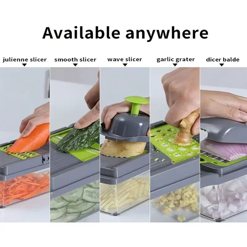 Pro-Series 16-in-1 Vegetable Chopper, Dewpeton Mandoline Slicer, Veggie Chopper, Food Chopper with Container, Vegetable Cutter Oasis Select