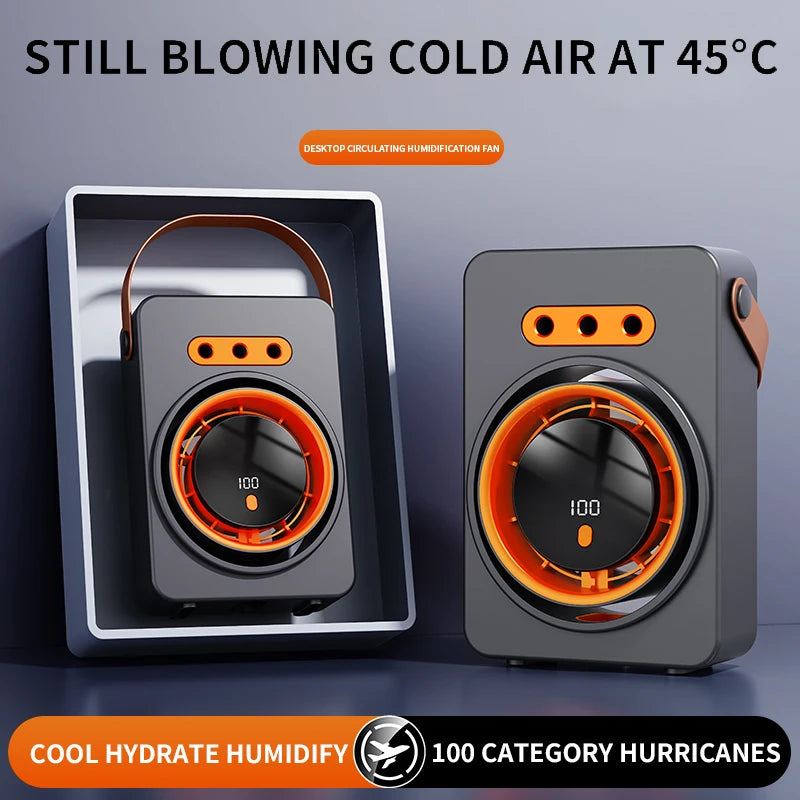 New Model Triple-Hole Mist Electric Fan USB Recharge Spray Fan Portable Cooling Fan Desktop Cooling Fan with 100-Speed Steples Oasis Select