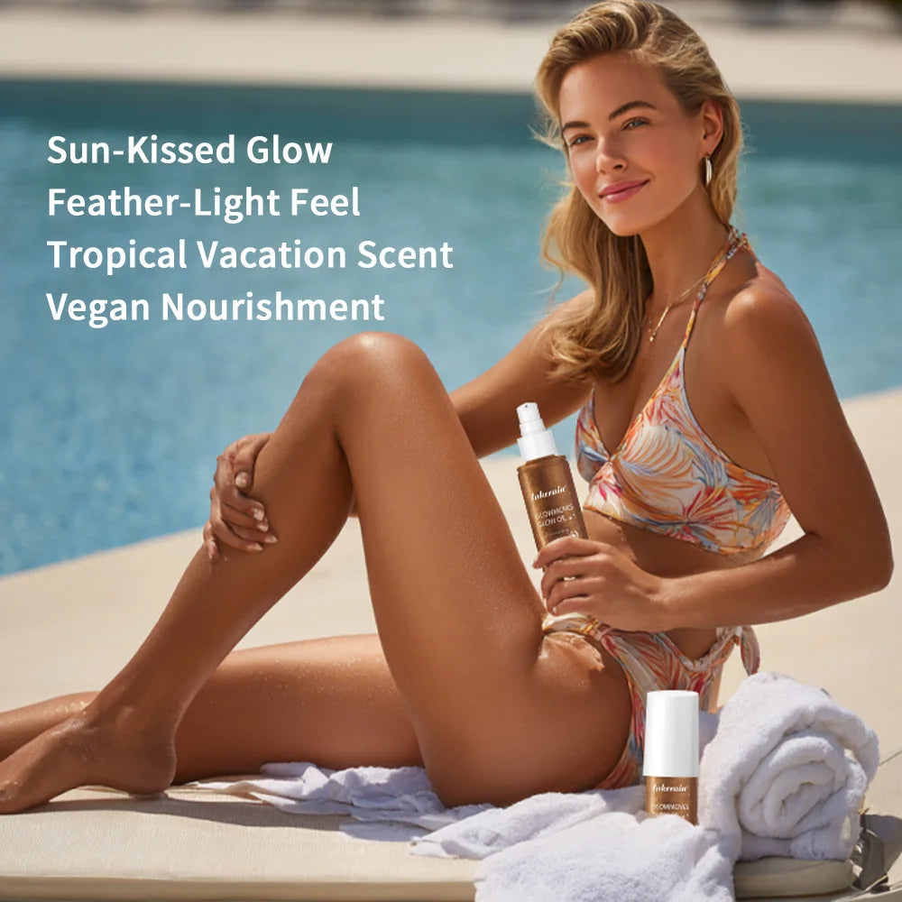 Body Care Glow Oil Glowmotions Glow Body Oil 100ml Hydrating Softening Brazilian Shimmer Bronze Non-Greasy Non-Sticky for Body C Oasis Select