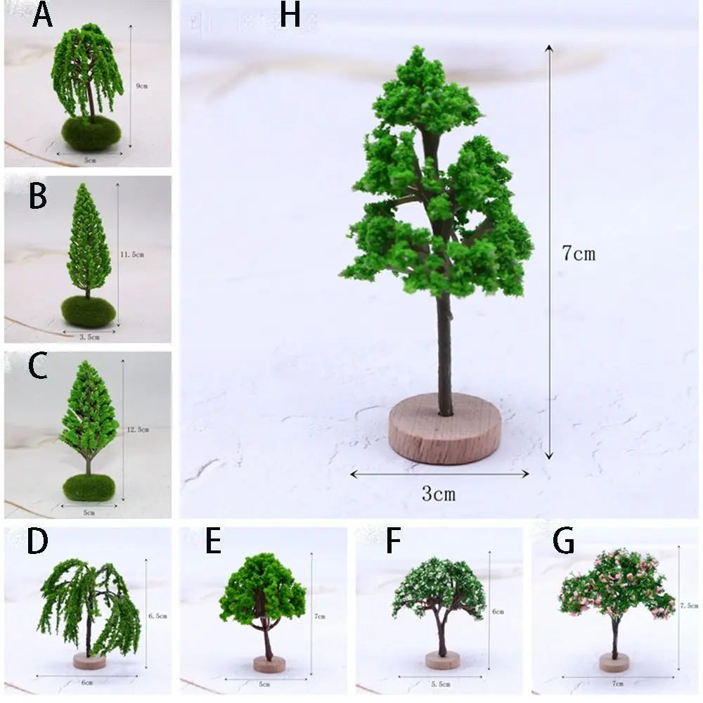 Miniature Model Trees Dollhouse Moss Rock Wooden Base DIY Diorama