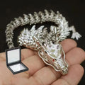 3D Dragon Statue Ornament Moveable Body Joints Ancient Copper Desktop Office ornament Brass Crafts Home Decoration Gifts Oasis Select silver 25cm