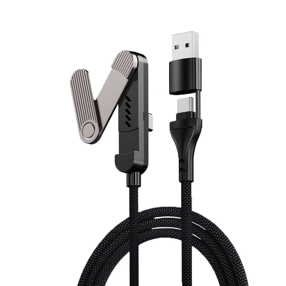 1.5M Folding Bracket Data Cable USB A Type C To Type C Charging Cable 65W Fast Charging Three Fold Holder Data Transmission Oasis Select black 1.5m