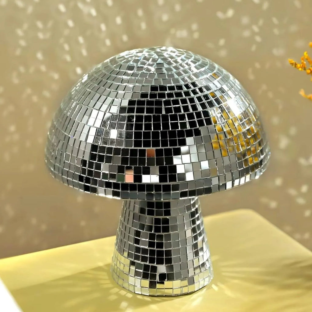 Mushroom Disco Ball Mirror Reflective Home Decoration Crafts Mushroom Ornaments Technology Bar Atmosphere Decoration Miniatures Oasis Select