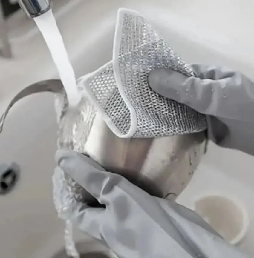 10-Pack Magic Dishcloth Silver Wire Microfiber Sponge Scrubber