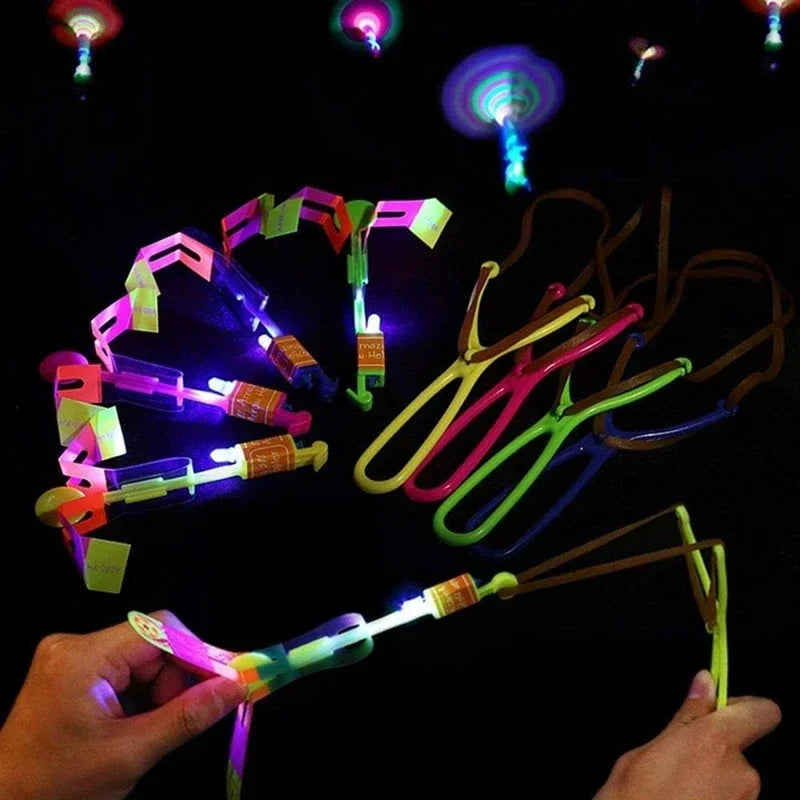 New 50/30/10/5/1Pc Amazing Light Toy Arrow Rocket Helicopter Flying LED Light Toys Party Fun Best Gifts Rubber Band Catapult Oasis Select