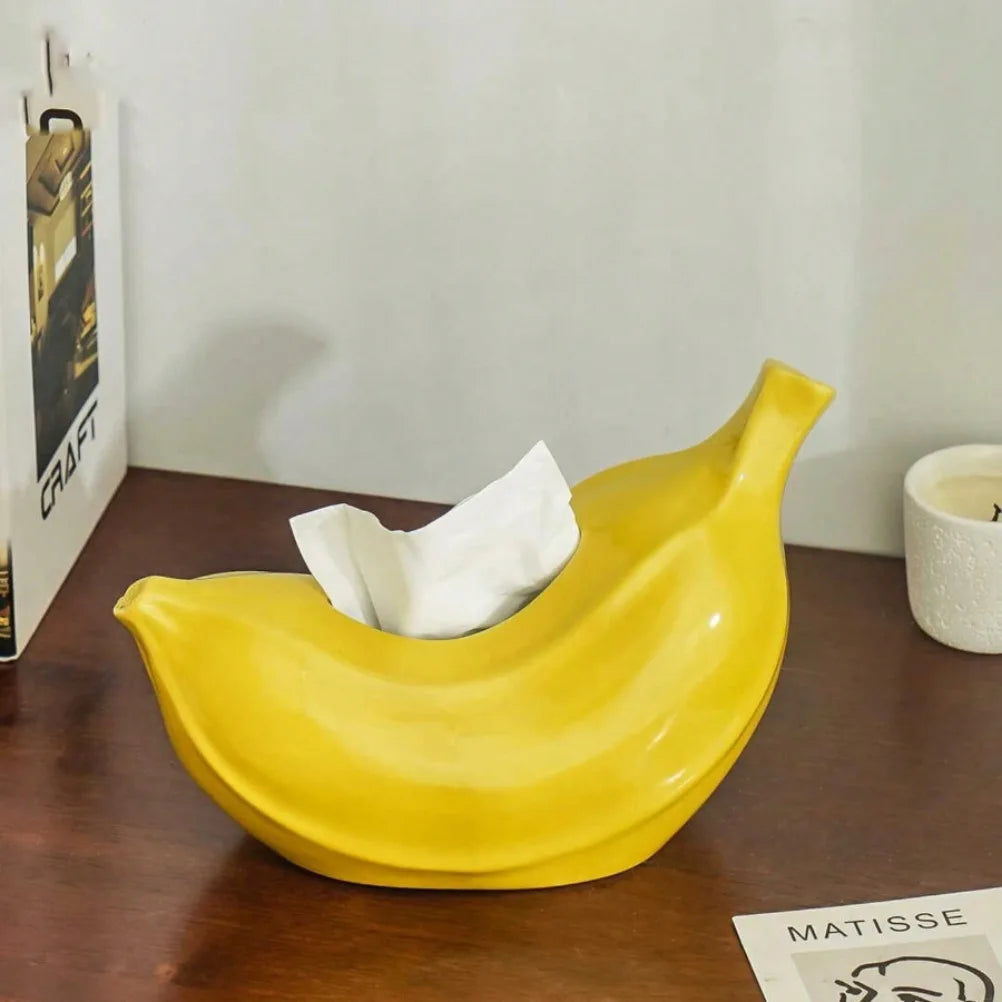 Creative Banana Tissue Box Ceramic Tissue Case Living Room Coffee Table Napkin Holder Dining Table Decoration Bedroom Ornament Oasis Select