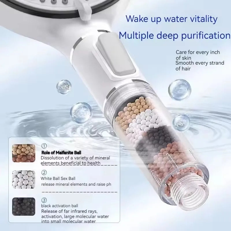 Bathroom Shower Head with Stop Button 5 Mode Anti Limestone Filter Hygienic Remove Chlorine Handheld Head Filtration Shower Head Oasis Select