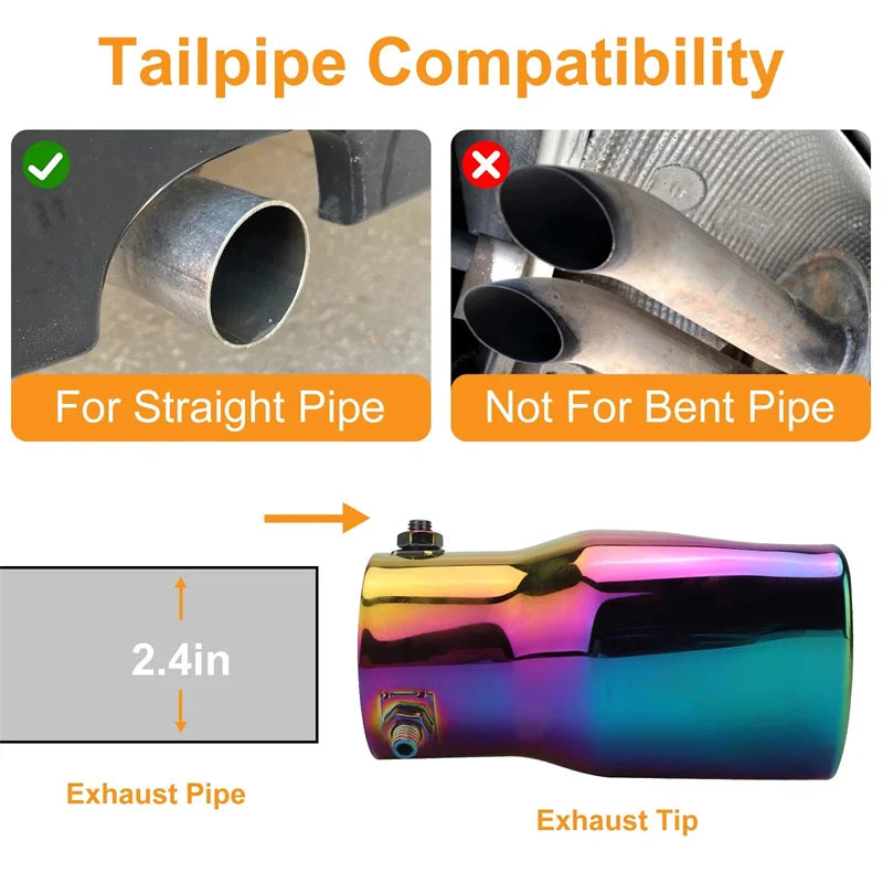 Car Parts New Design Heart Shape Style Car Accessories 2.5 Inch Stainless Steel Silver Colorful Exhaust Tips Muffler Tail Pipe Oasis Select