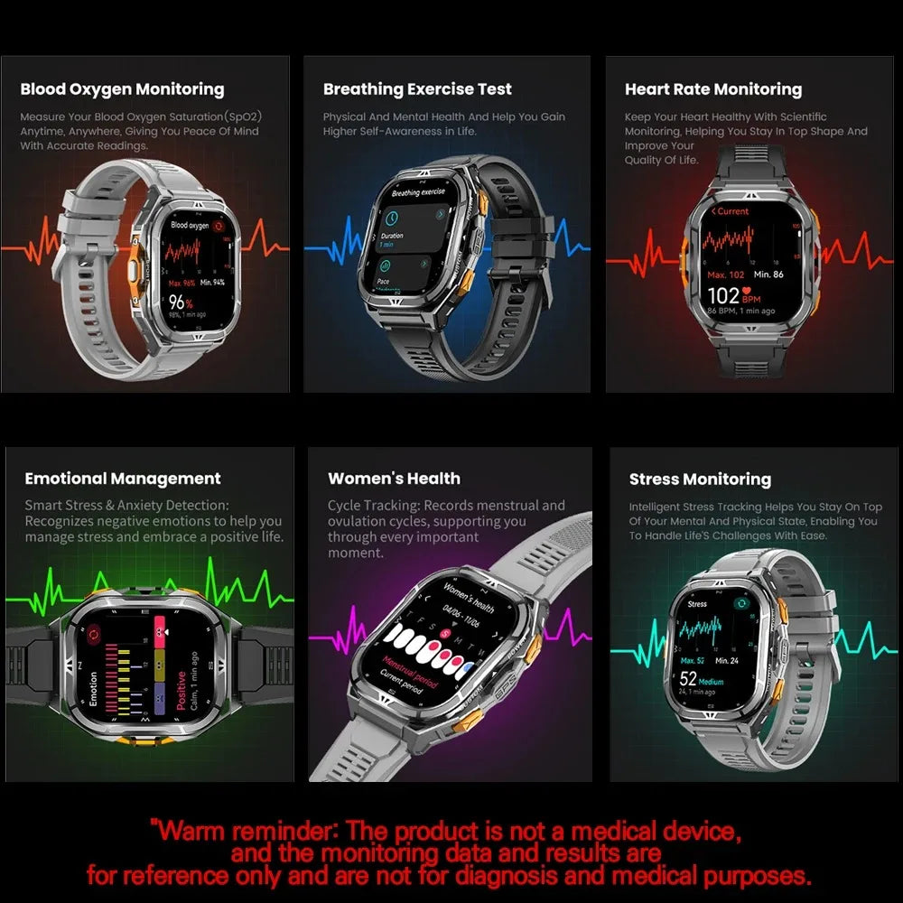 GPS Smart Watch 1.96" AMOLED Bluetooth Call 5ATM Compass