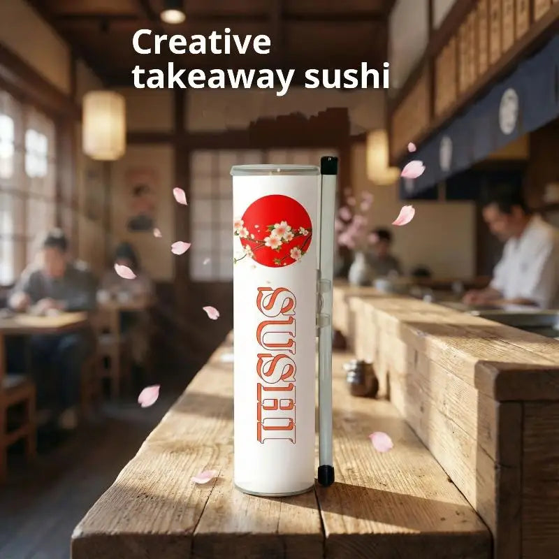 SU Round Sushi Push Box With Sauce Straw Food Grade Sushi Mold Cone Push Up Paper Bucket Packaging Paper Box Bento Accessories Oasis Select