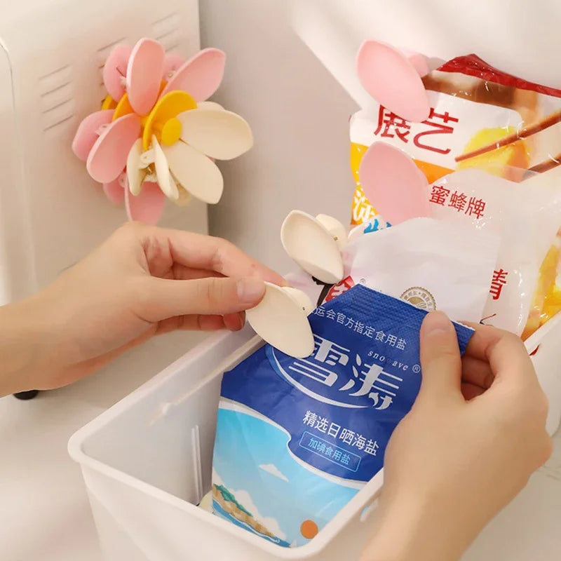 3D Lotus Shape Magnetic Snack Bag Sealer Clip Food Sealing Clip Fridge Magnet Kitchen Decorative Accessory Oasis Select