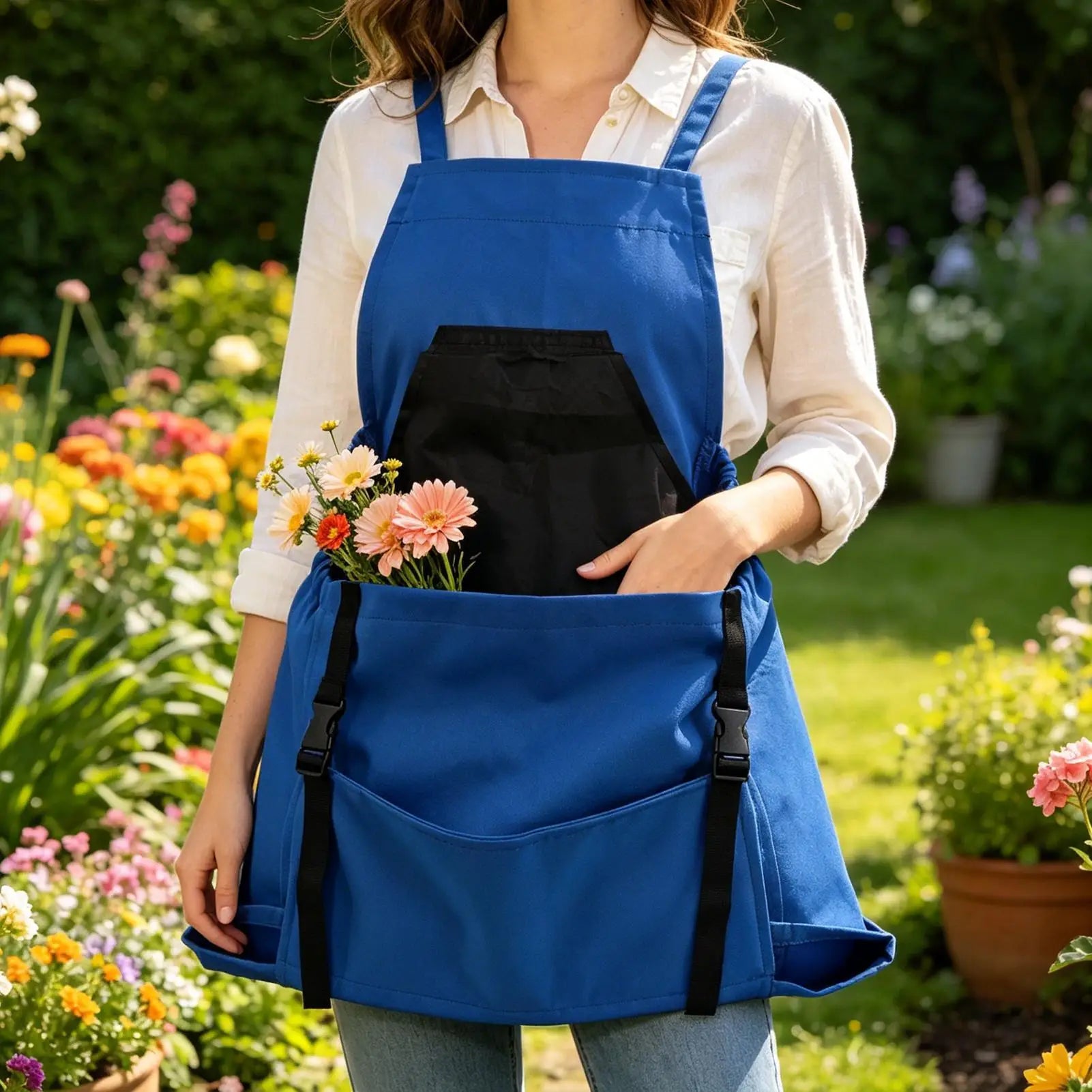 Garden Apron Outdoor Gardening Picking Apron With Large Pockets Harvesting Backpack Apron Durable Tool Storage Bag Picking Bags Oasis Select