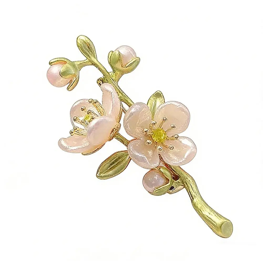 Zircon Tulip Pearl Brooch – Crystal Floral Lapel Pin for Women