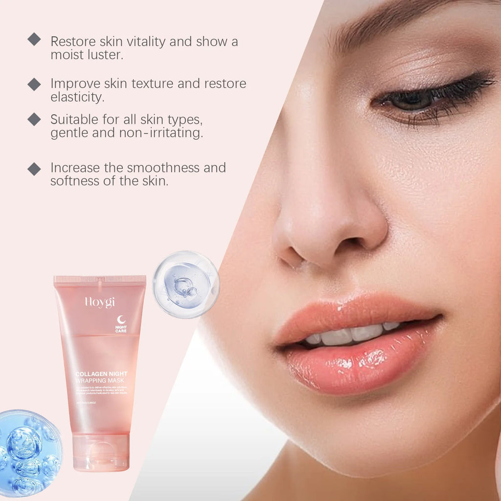 Collagen Night Wrapping Mask Moisturizing Firming Peel-Off Mask Gel Face Deep Cleansing Pores Hydrating Brightening Facial Mask Oasis Select