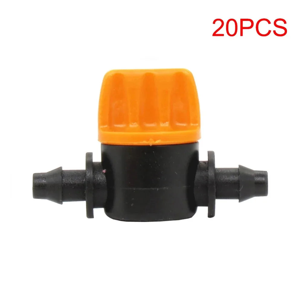 20PCS Pvc Pipe Through Valve Irrigation Double Barb Mini Valve Drip Irrigation Capillary Mini Switch Valve Oasis Select