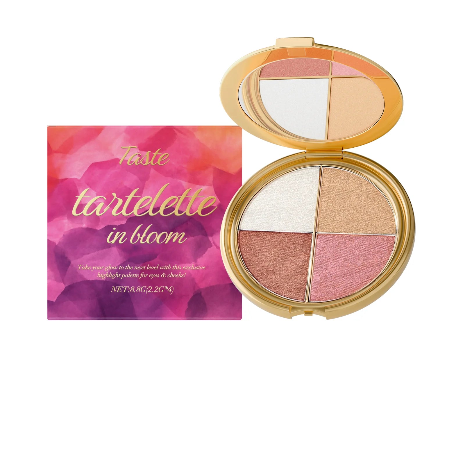 Highlight Powder Blusher Eye Shadow Plate Brighten Eye Area Smoothe Facial Skin Perfect Elegant Natural Look Portable Eye Makeup Oasis Select 8.8g Boxed