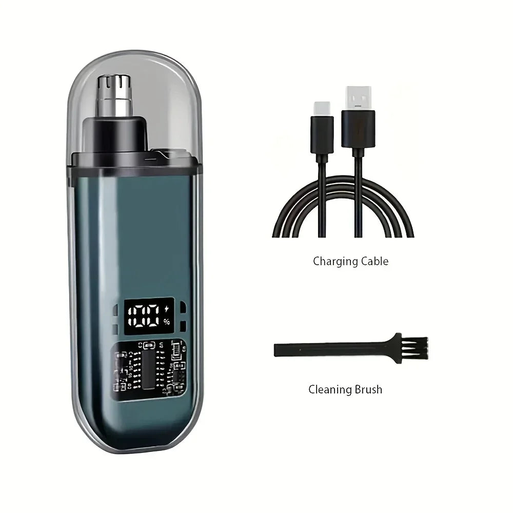 USB Rechargeable Nose & Ear Hair Trimmer for Men, Portable Mini Compact Design with Fast Charge, Electric Grooming Kit Oasis Select Verde