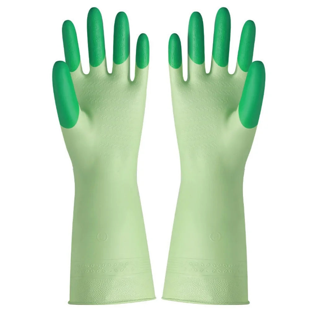 Household Dishwashing Gloves Women Washing Clothes Waterproof Wear Resistant Rubber Gloves Kitchen Cleaning Tools Tools Oasis Select Green