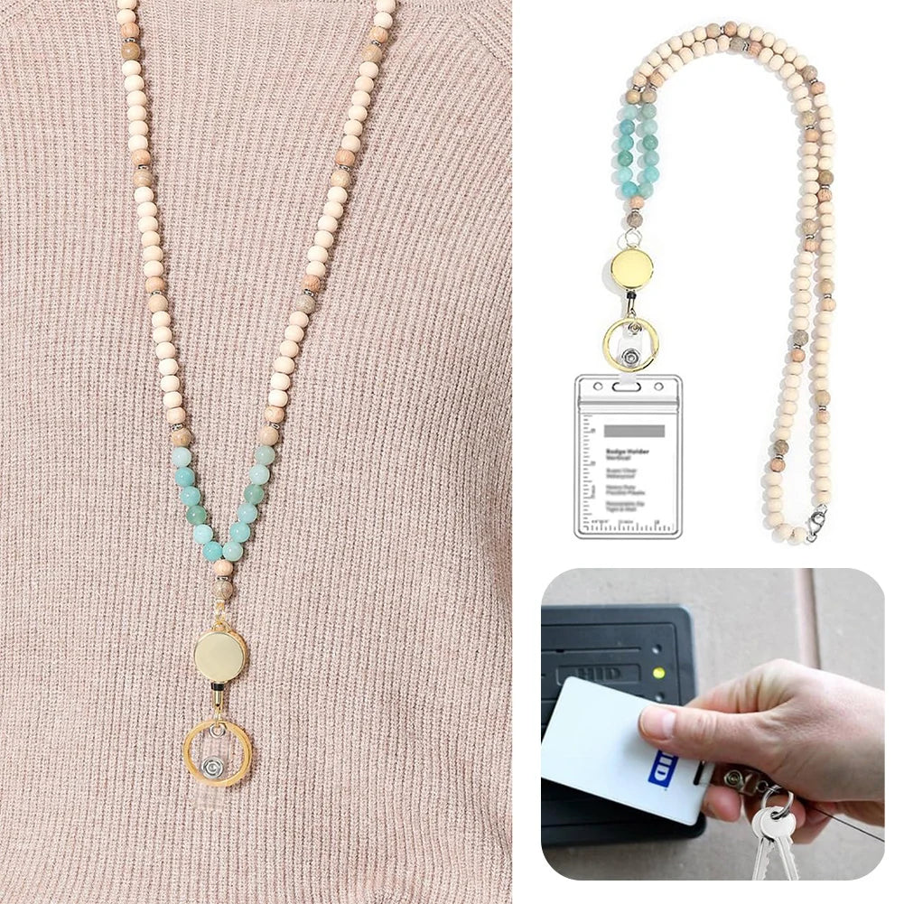 Beaded Lanyard Necklace for Women – ID Badge & Key Holder
