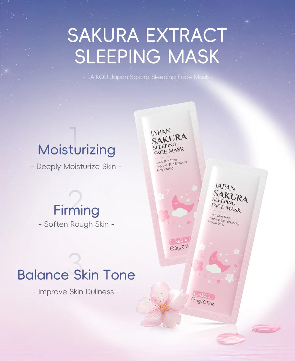 LAIKOU Moisturizing Facial Mask Hydrating Sleeping Face Sheet Masks Repairing & Nourishing Night Face Mask Skin Care 7pcs Oasis Select