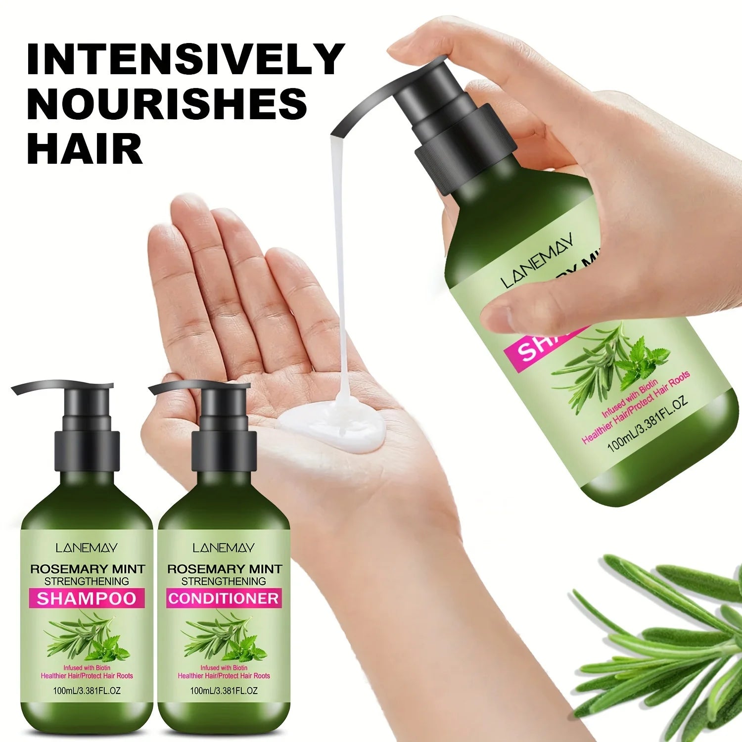 Rosemary Mint Shampoo & Conditioner Set | Moisturizing Hair Care Shampoo & Conditioner Set Oasis Select