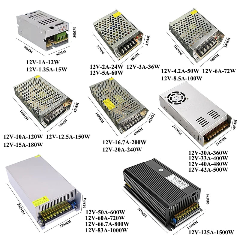 500W 600W 800W 1000W 1200W 1500W DC 5V 12V 24V 36V 48V Power Supply SMPS AC 220V TO DC 5V 12V 24V 36V 48V Switching Power Supply Oasis Select 12V 1A