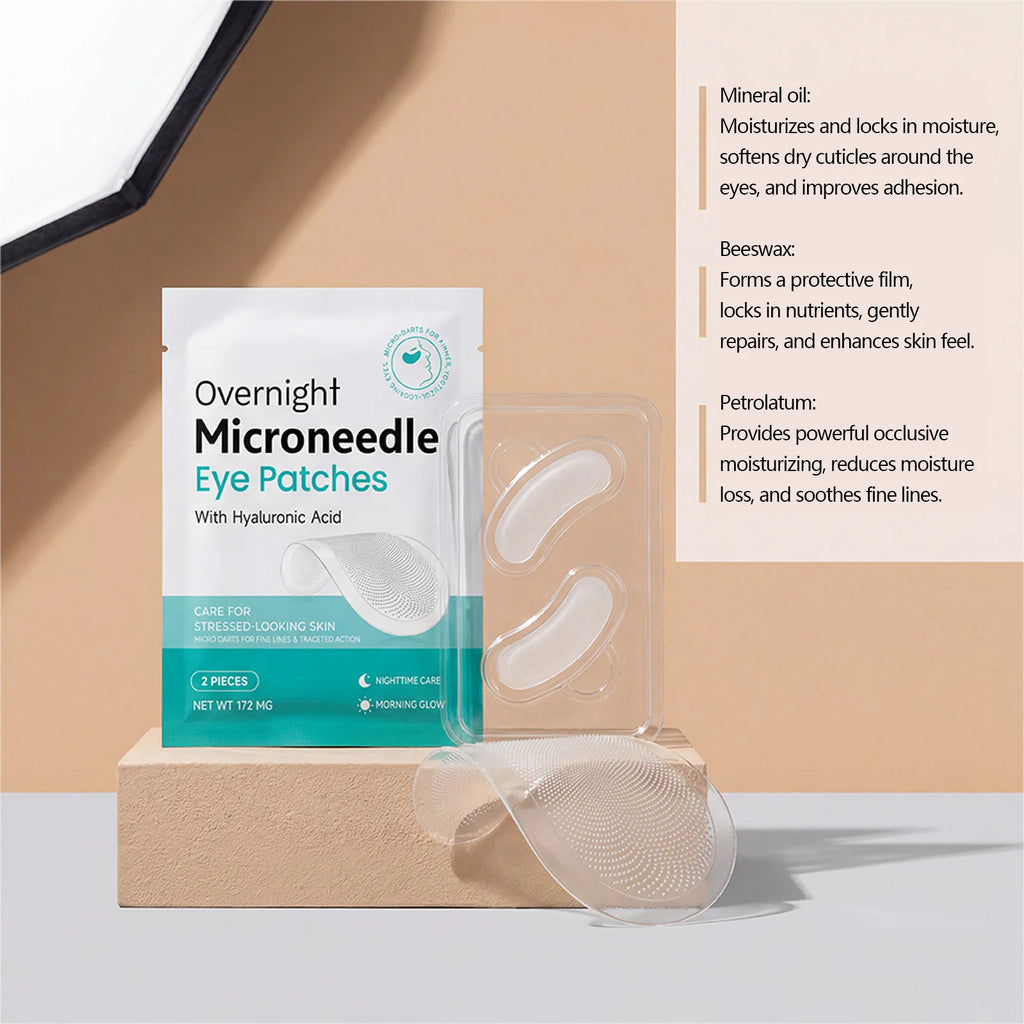 Microneedle Eye Patches Hyaluronic Acid 0.25mm Overnight Under Eye Mask for Dark Circles Fine Lines Hydrating Anti-Aging Eye Car Oasis Select