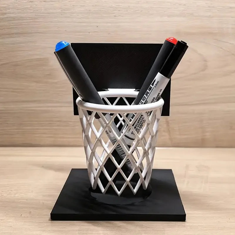 Basketball Hoop Pen Holder Creative Grid Desk Organizer: Home Office Sports Theme Stationery Storage Container Idear Gift Oasis Select