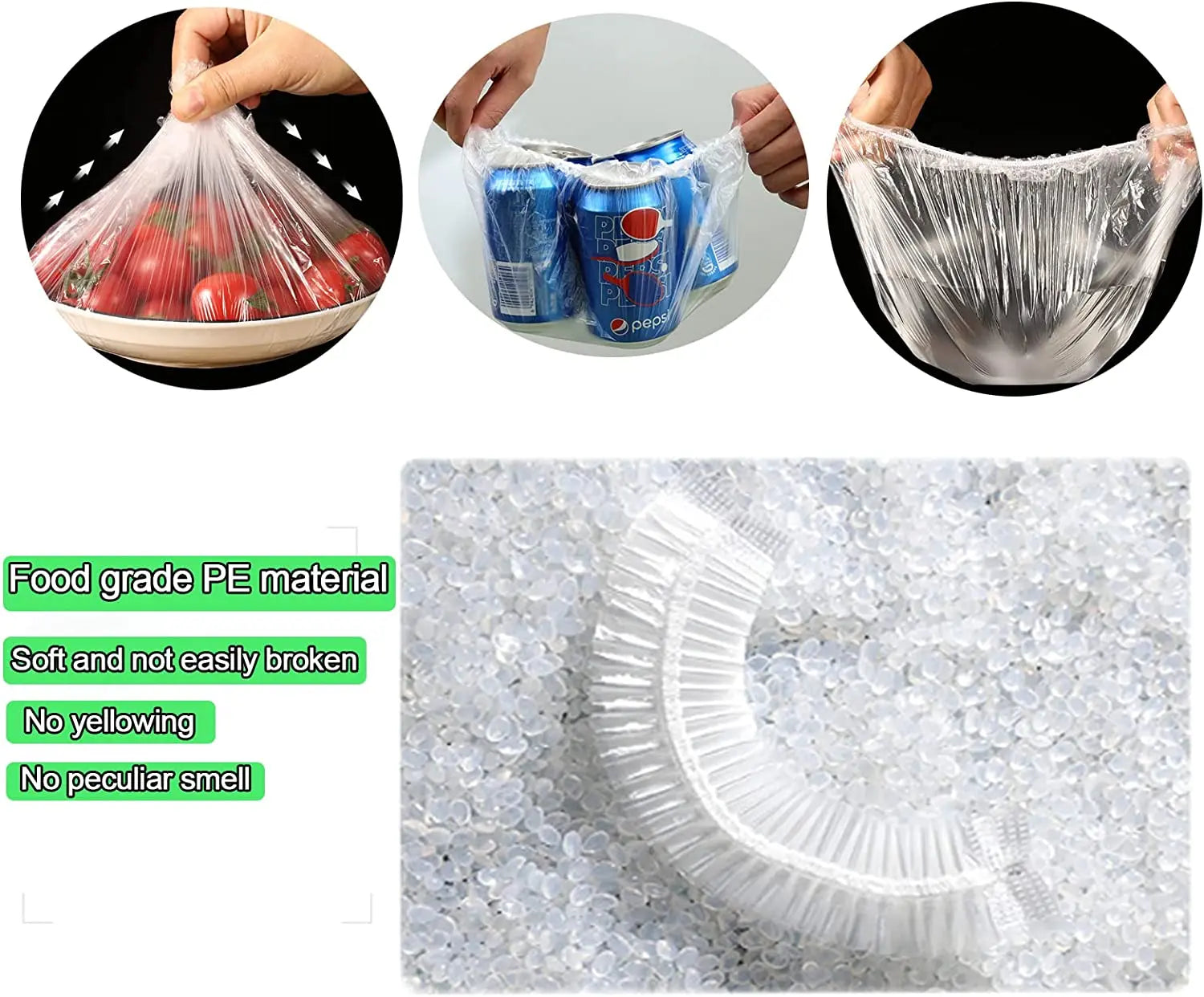 100/300pcs Disposable Fresh-keeping Film Cover No Odor Household Food Grade Fresh-keeping Bowl Cover PE Fresh-keeping Film Oasis Select