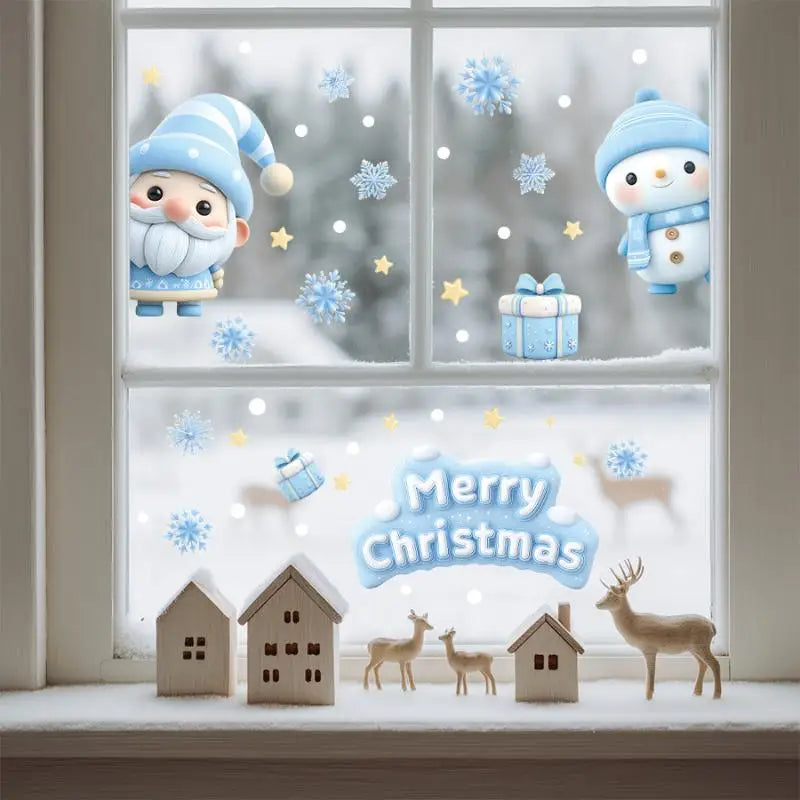 Christmas Window Static Clings – Snowman, Santa & Snowflake