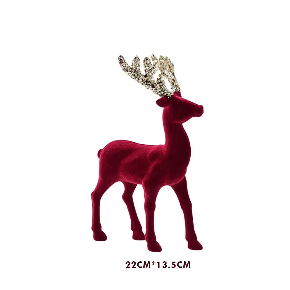 1PCS House Tabletop Decor Hanging Baubles Flocking Mini Deer Pendant Elk Christmas Reindeer Deer Ornaments Decorations Oasis Select 01