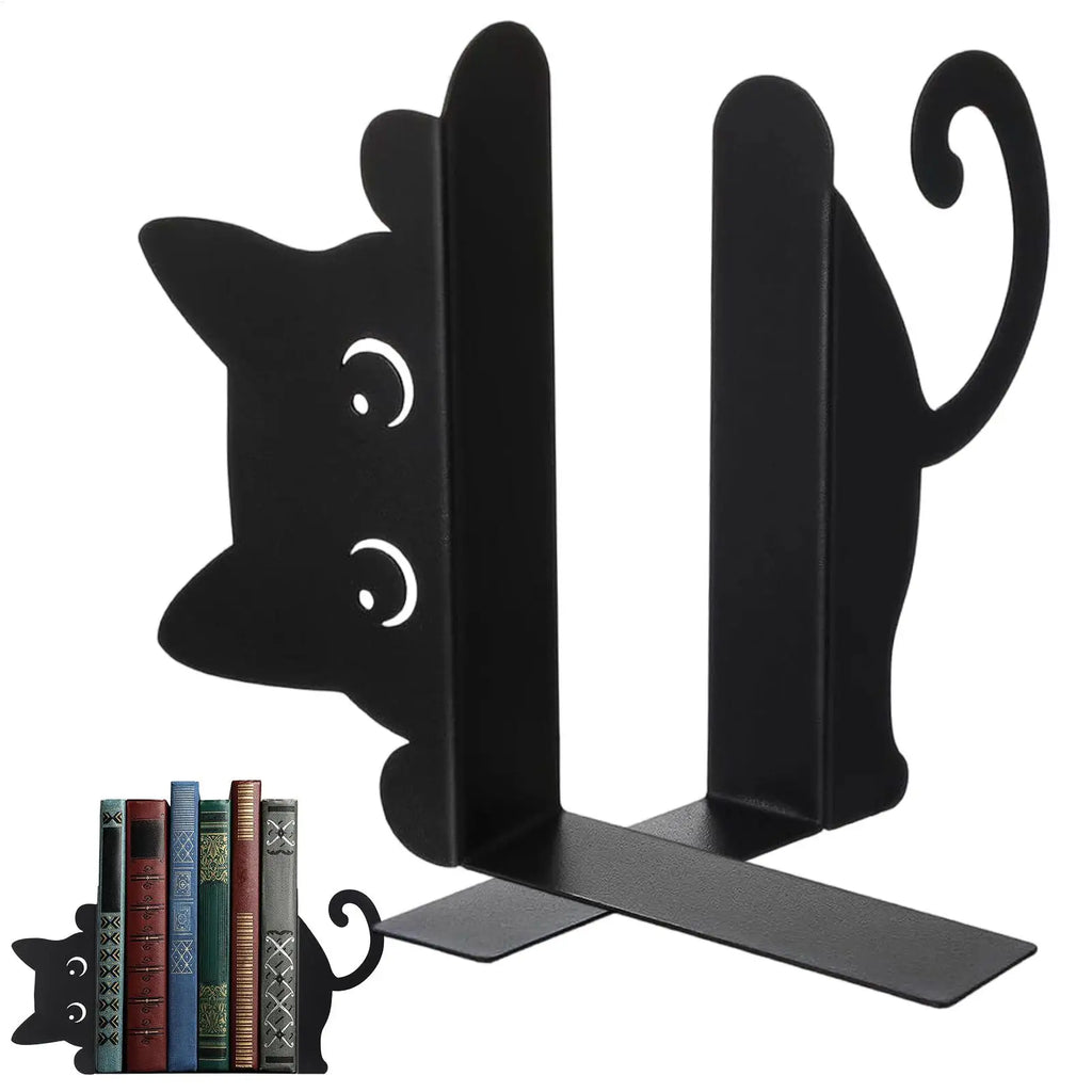 Cat Bookends 2Pcs Cat Book Ends Heavy Book Stand Shelf Book rack Iron Bookends Stand Organizer Book Home Desktop Decor Oasis Select