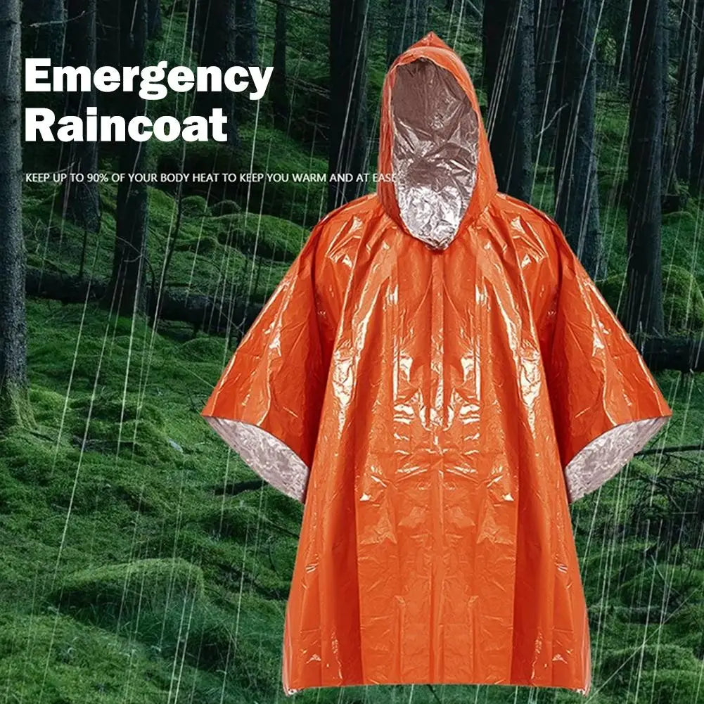 NEWE mergency Waterproof Raincoat Aluminum Film Disposable Poncho Warm Thermal Rainwear Blankets Survival Tools Camping Equipmen Oasis Select